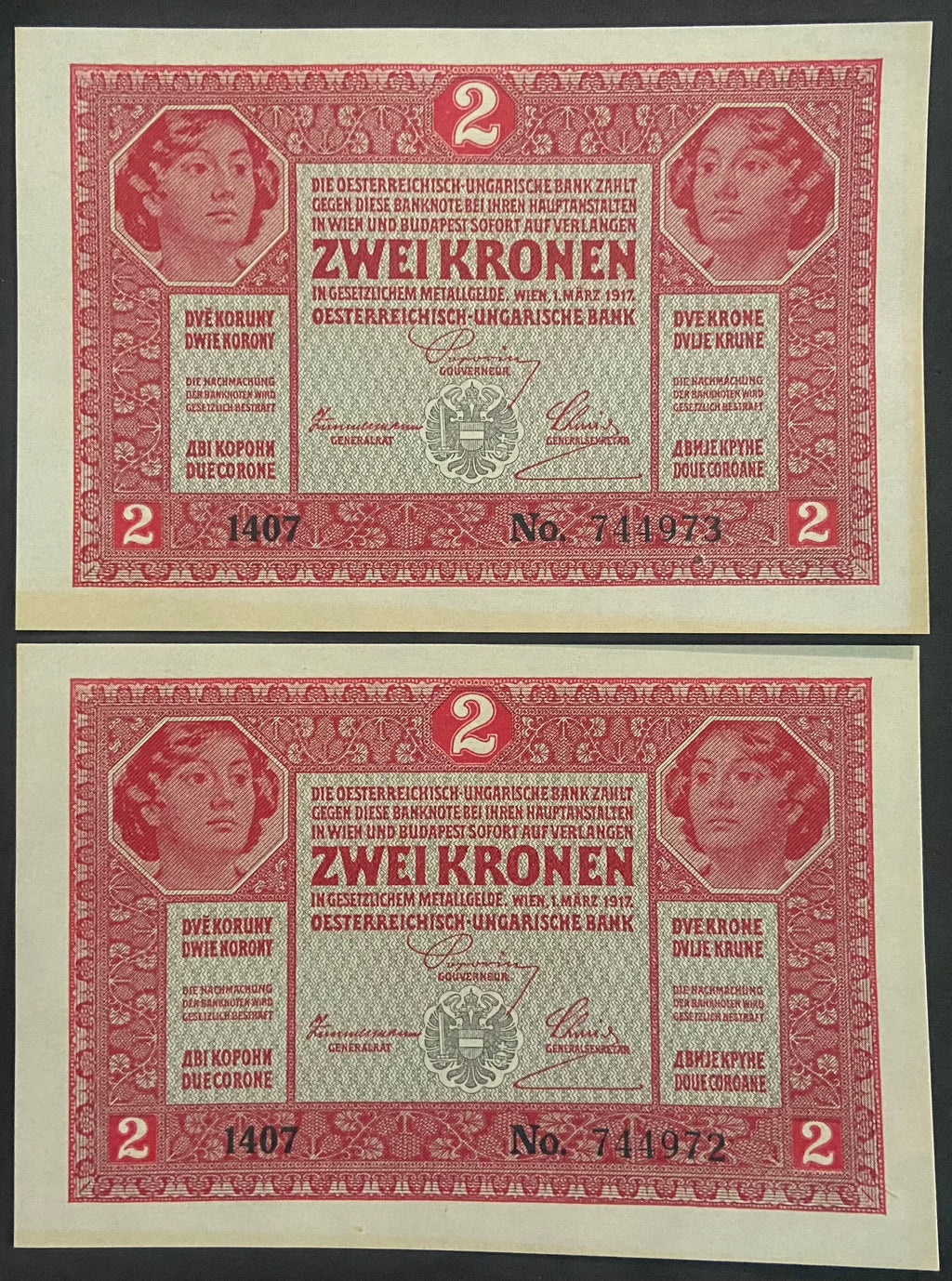 2 korona - 1917 - sorszámkövető