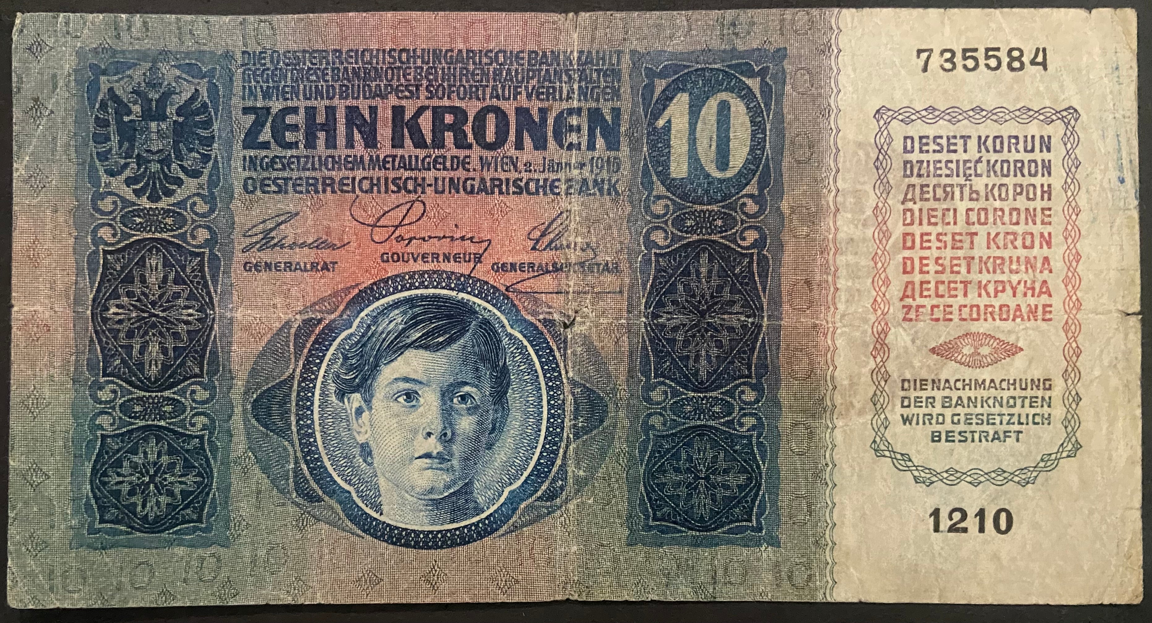 10 korona - 1915 - Magyar felülbélyegzés