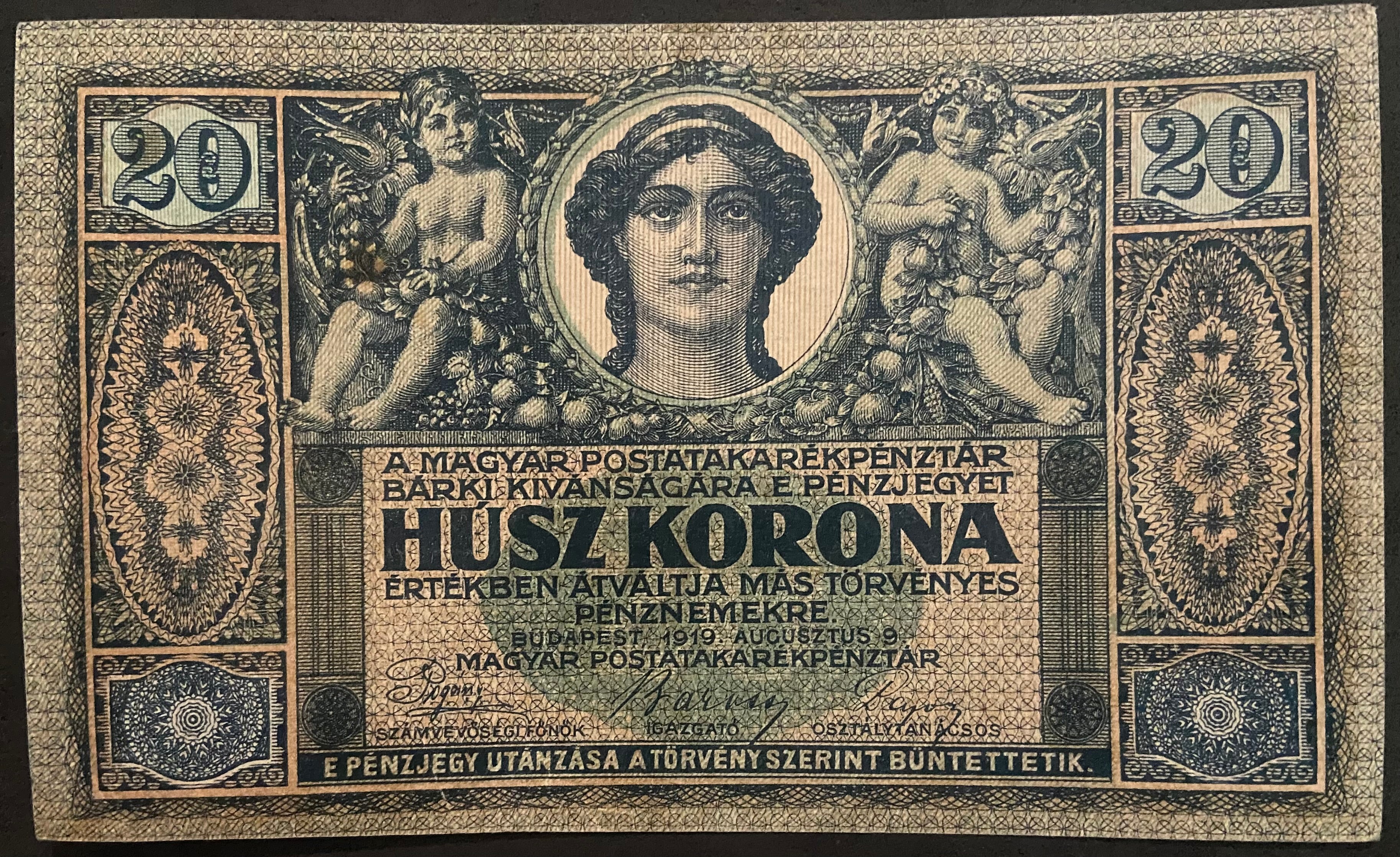 20 korona - 1919 augusztus