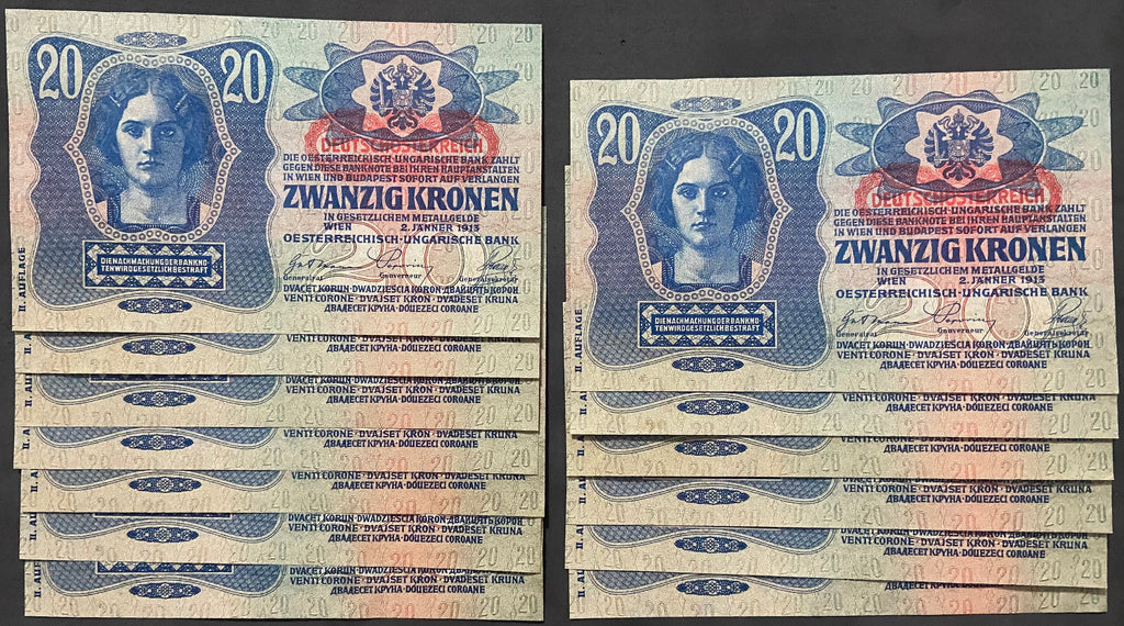 20 korona - 1913 - II. kiadás - DÖ - Sorszámkövető