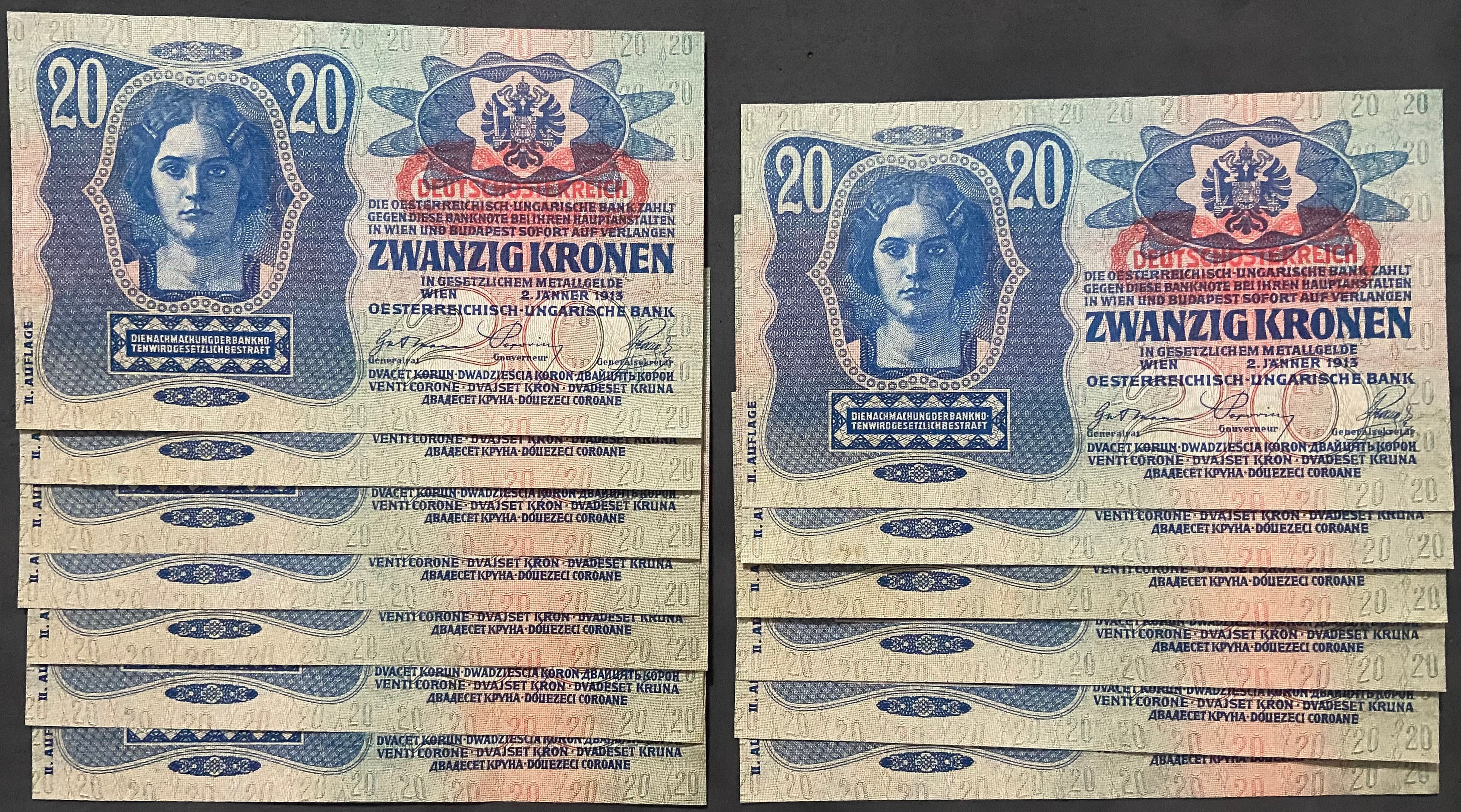 20 korona - 1913 - II. kiadás - DÖ - Sorszámkövető