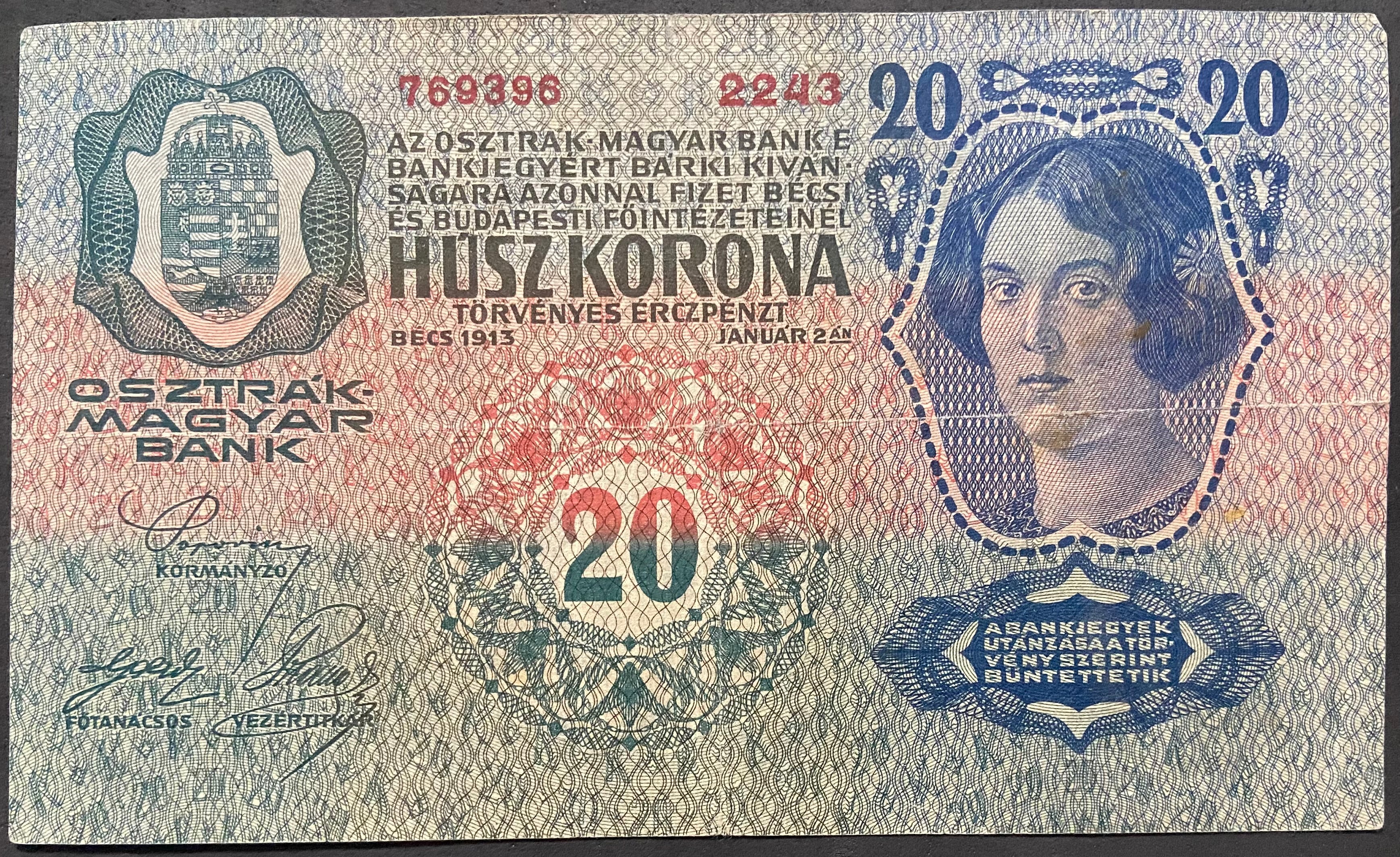 20 korona - 1913 - I. kiadás