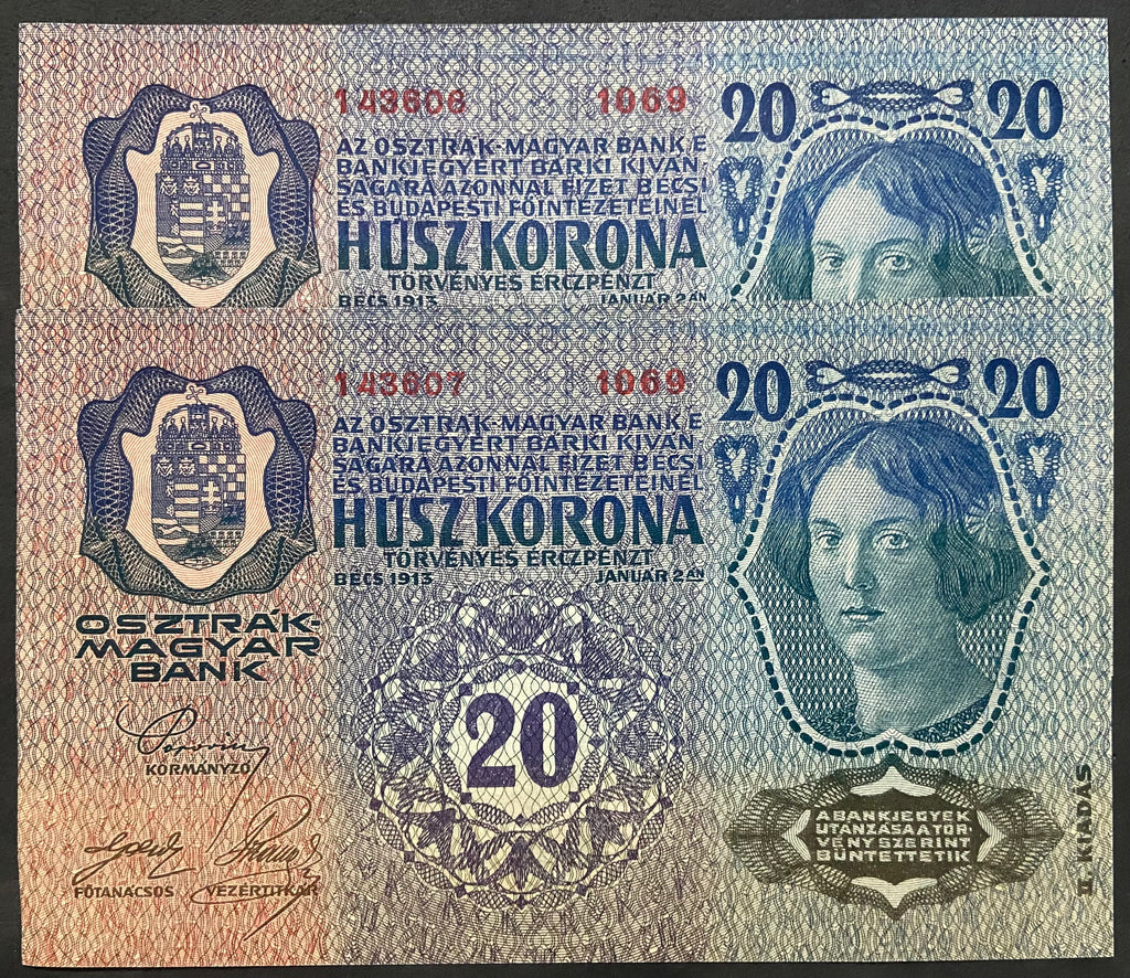 20 korona - 1913 - II. kiadás - DÖ - Sorszámkövető