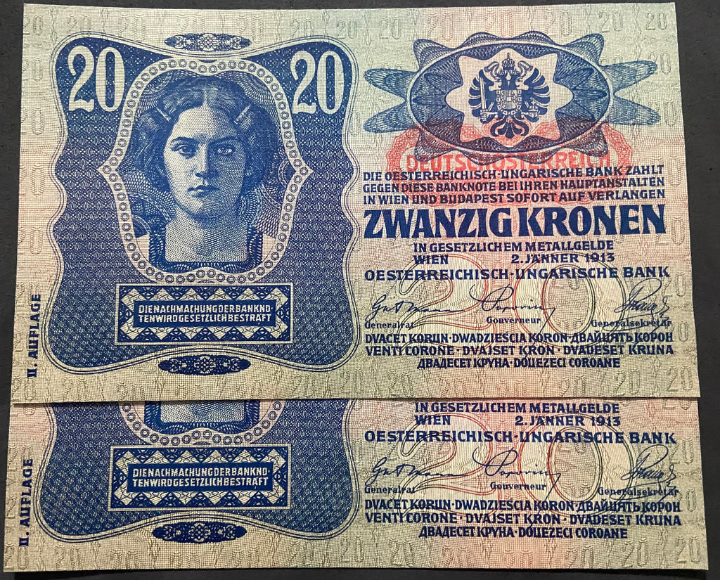 20 korona - 1913 - II. kiadás - DÖ - Sorszámkövető