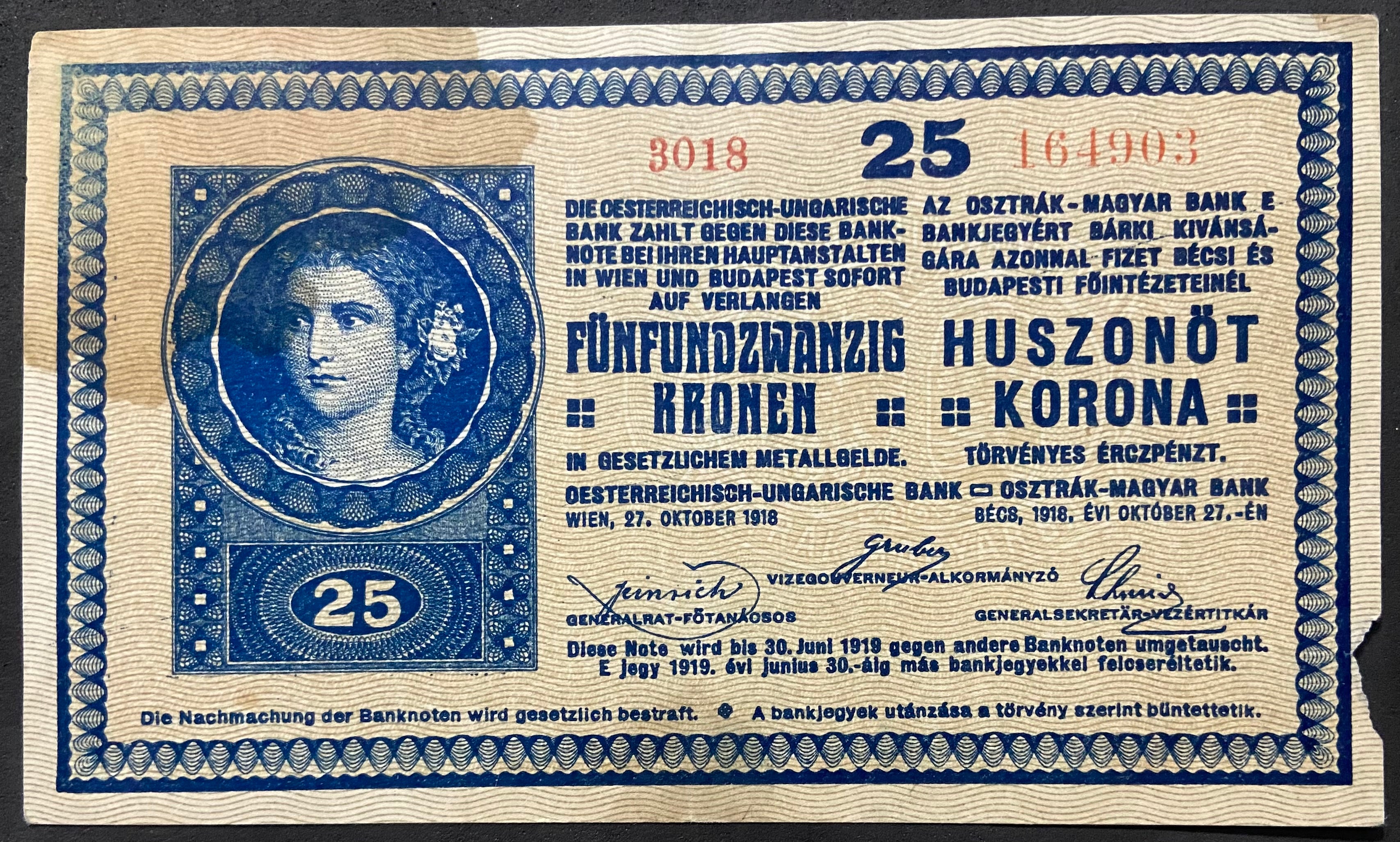 25 korona - 1918