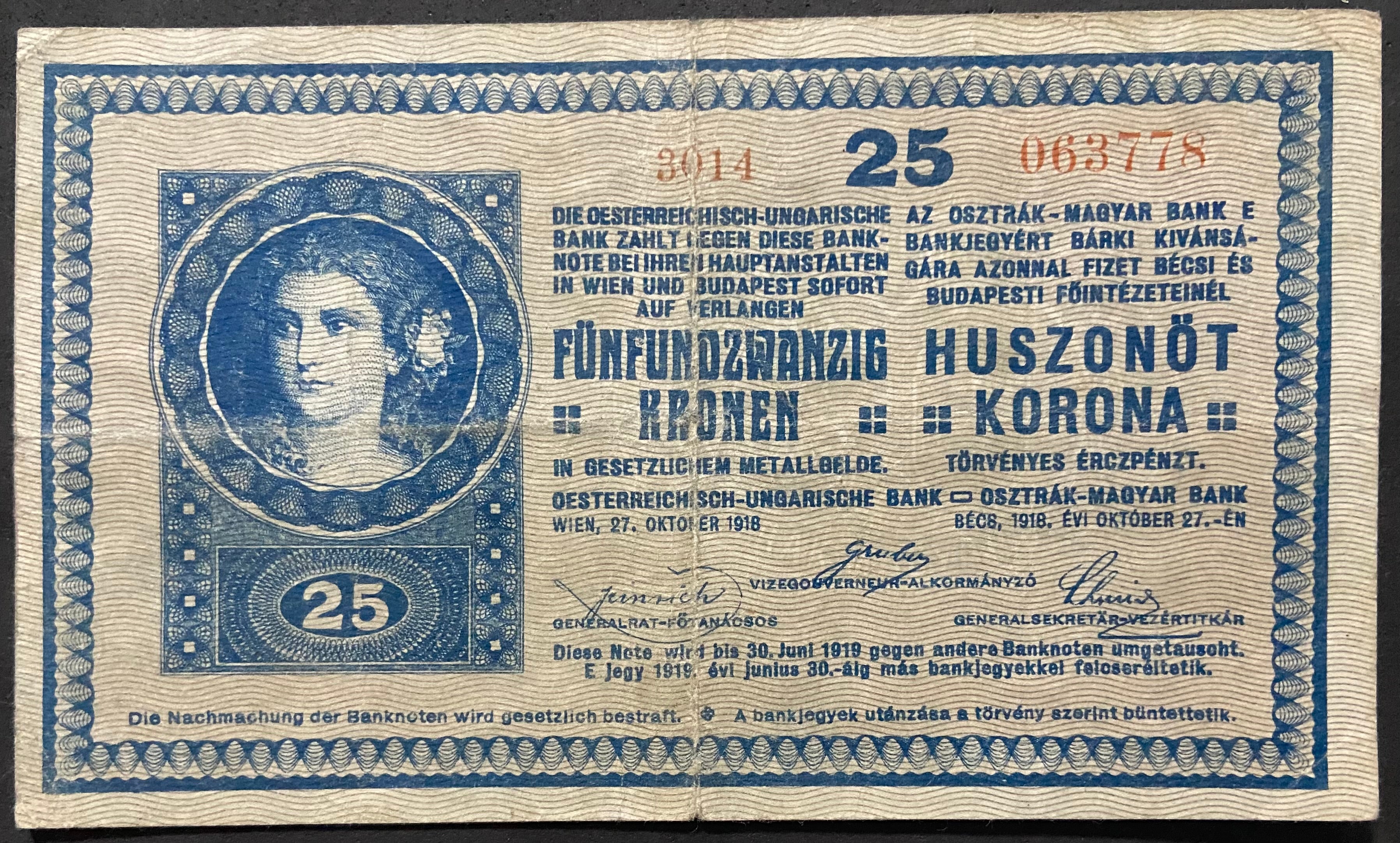 25 korona - 1918