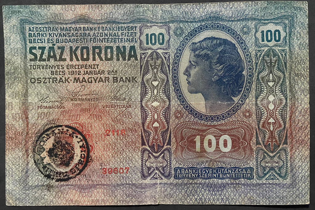 100 korona - 1912 - Román felülbélyegzés