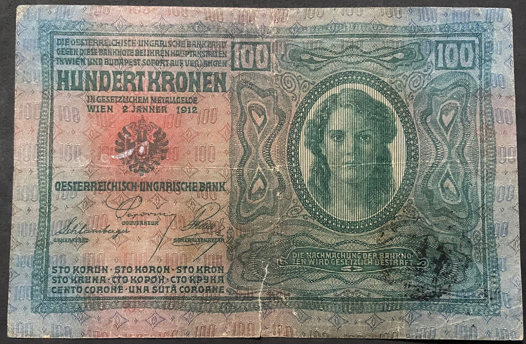 100 korona - 1912 - Román felülbélyegzés