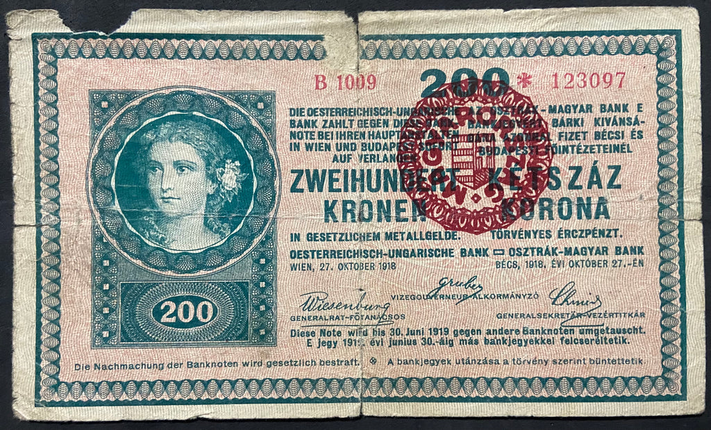 200 korona - 1918 B sorozat - Magyar felülbélyegzés