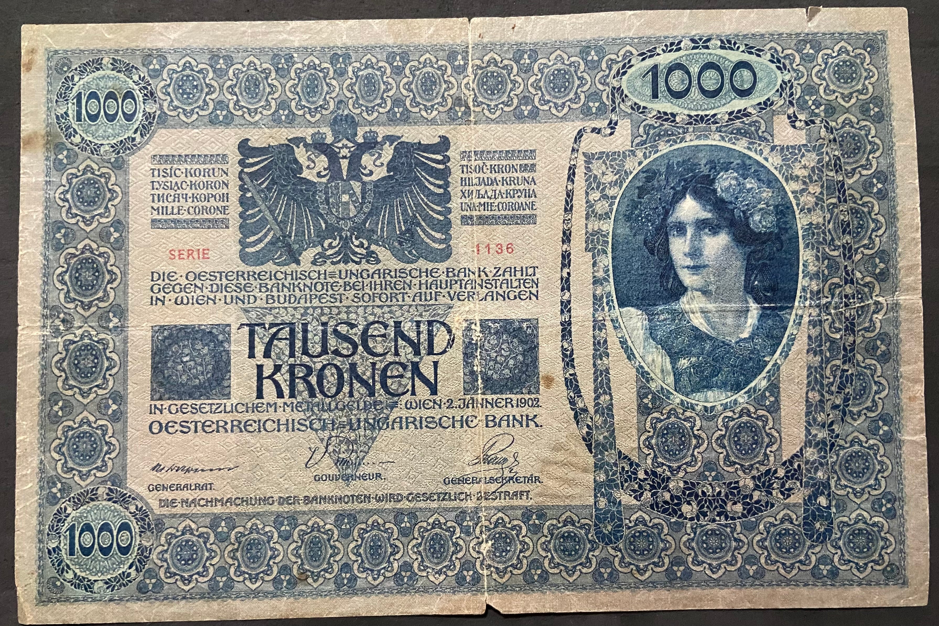 1000 korona - 1902 bankjegy - Magyar nyelvű