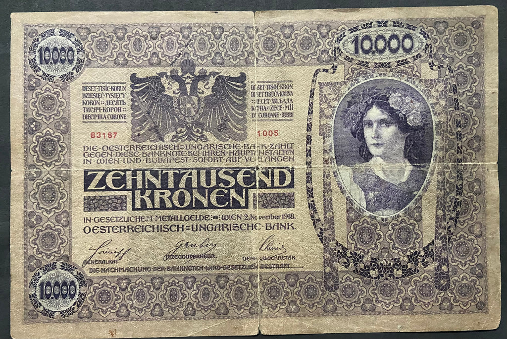 10000 korona - 1918 - Magyar felülbélyegzés