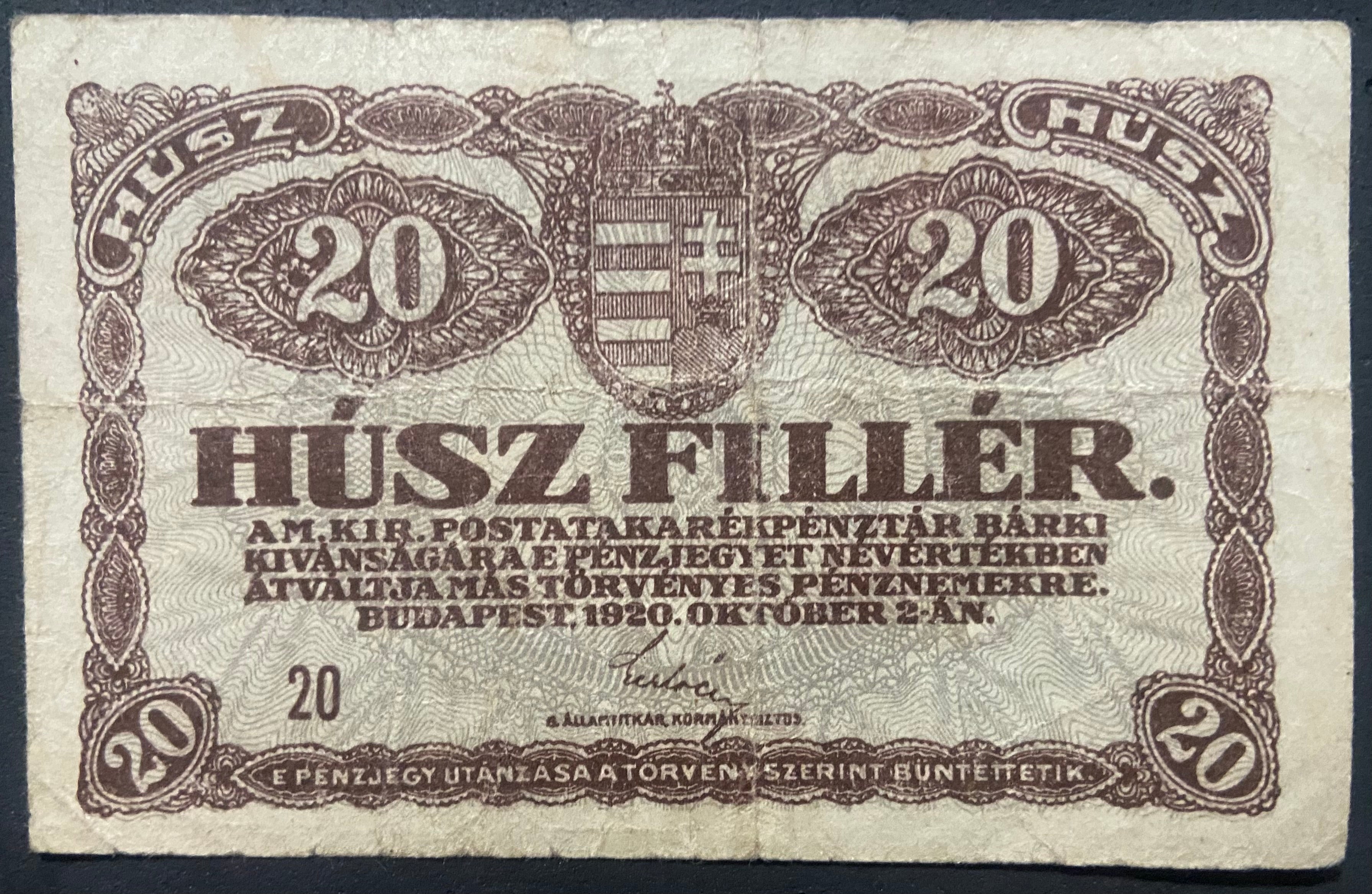 20 fillér - 1920