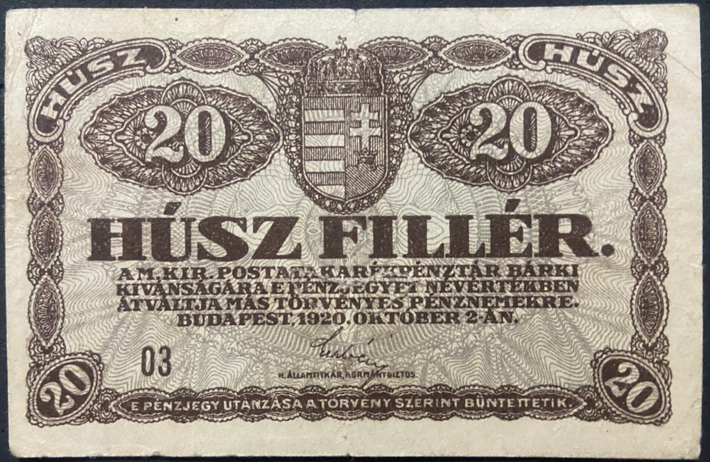 20 fillér - 1920