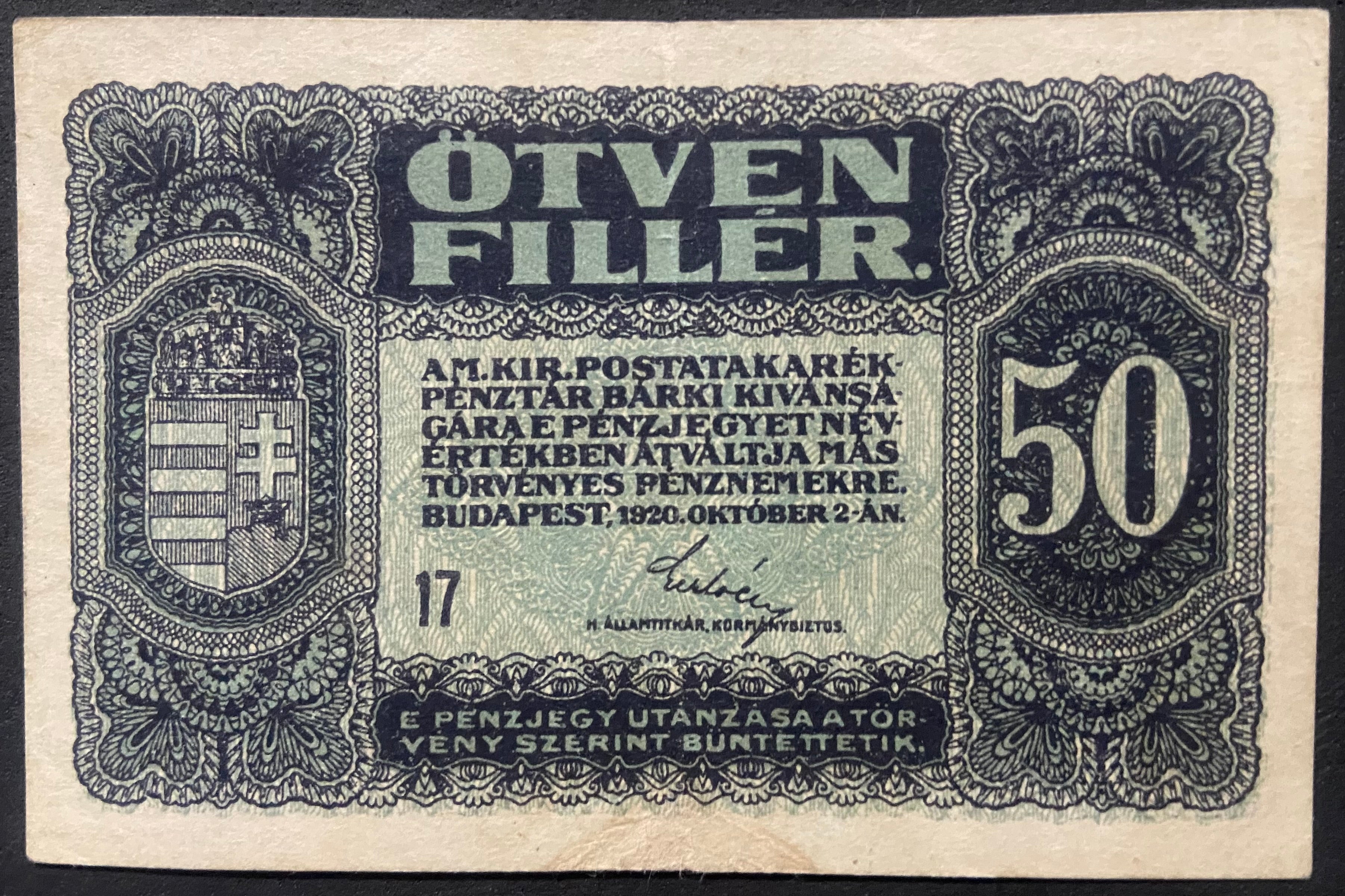 50 fillér - 1920