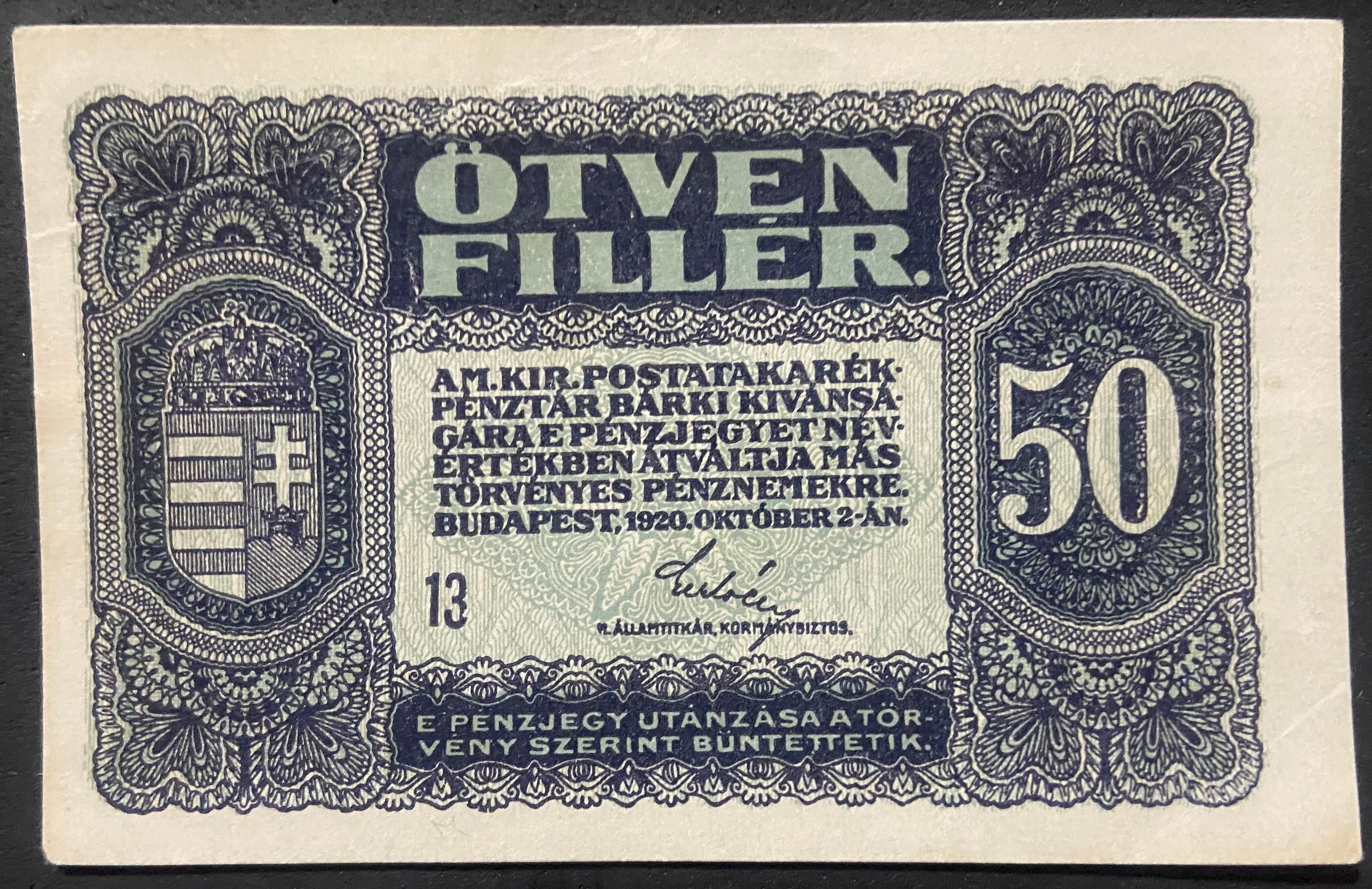 50 fillér - 1920