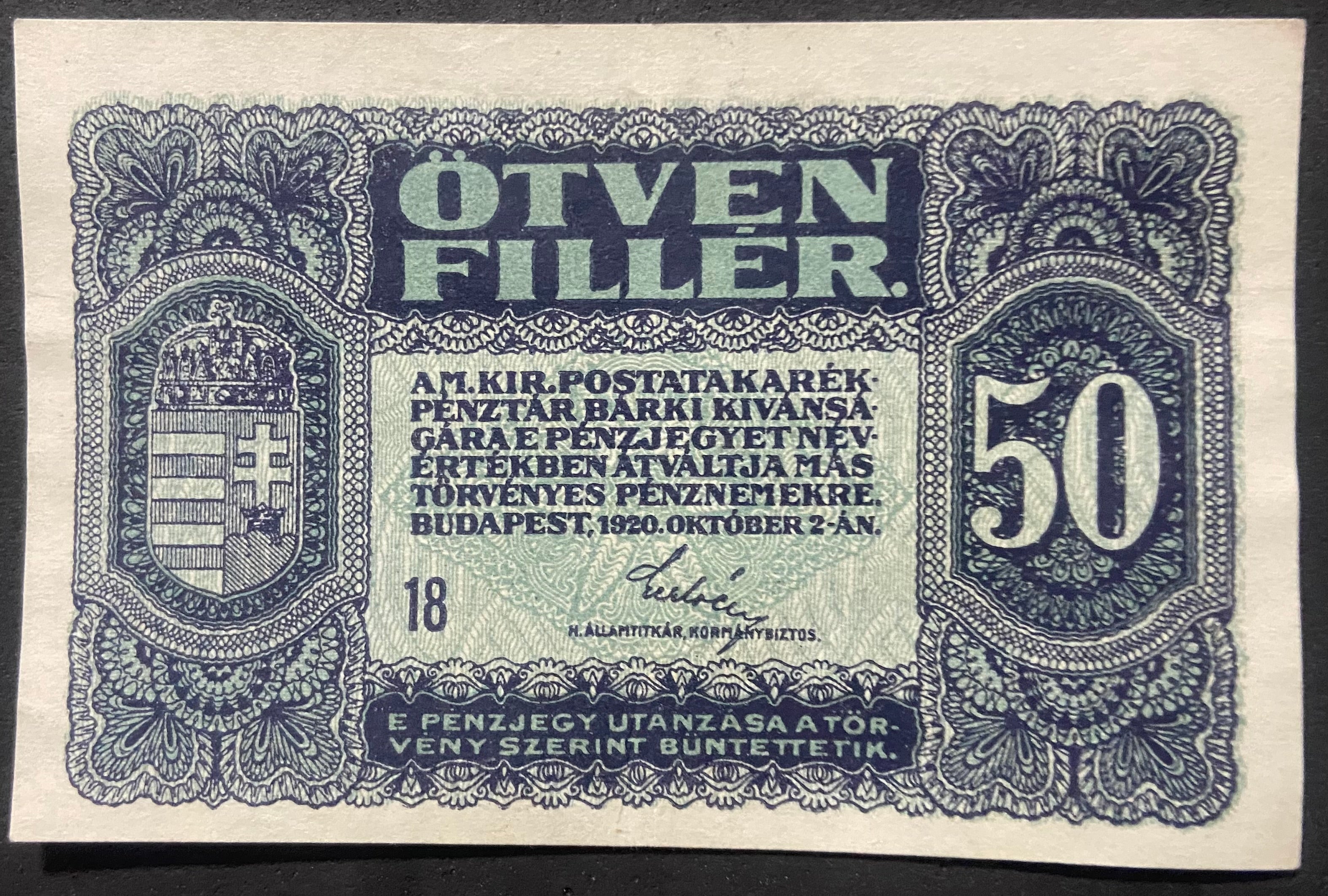 50 fillér - 1920