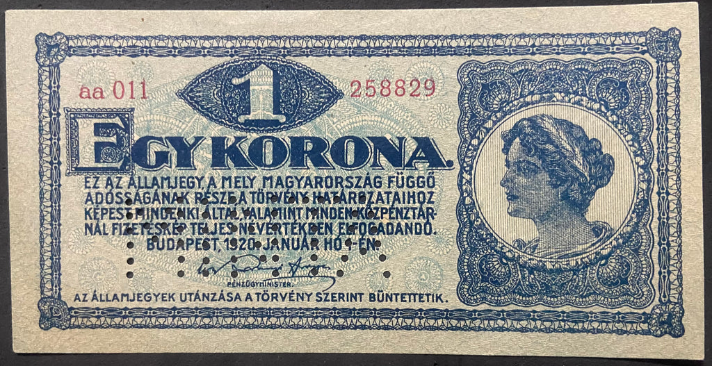 1 korona - 1920 - utólagos MINTA