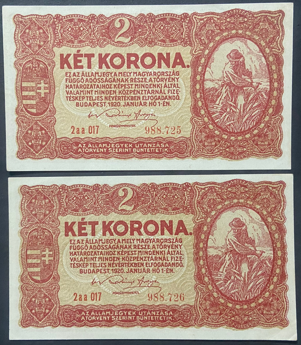 2 korona - 1920 - Sorszámkövető