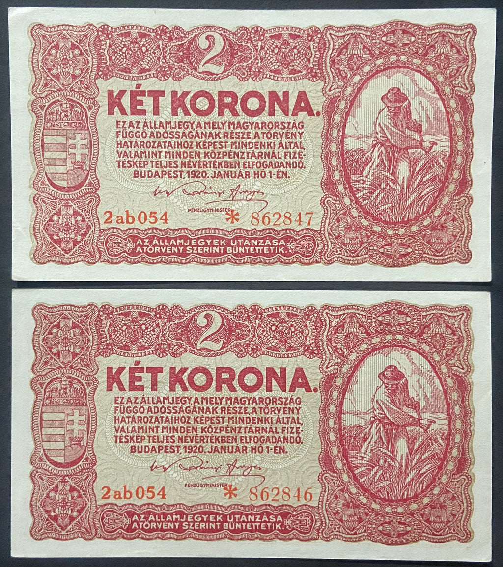 2 korona * - 1920 - Sorszámkövető