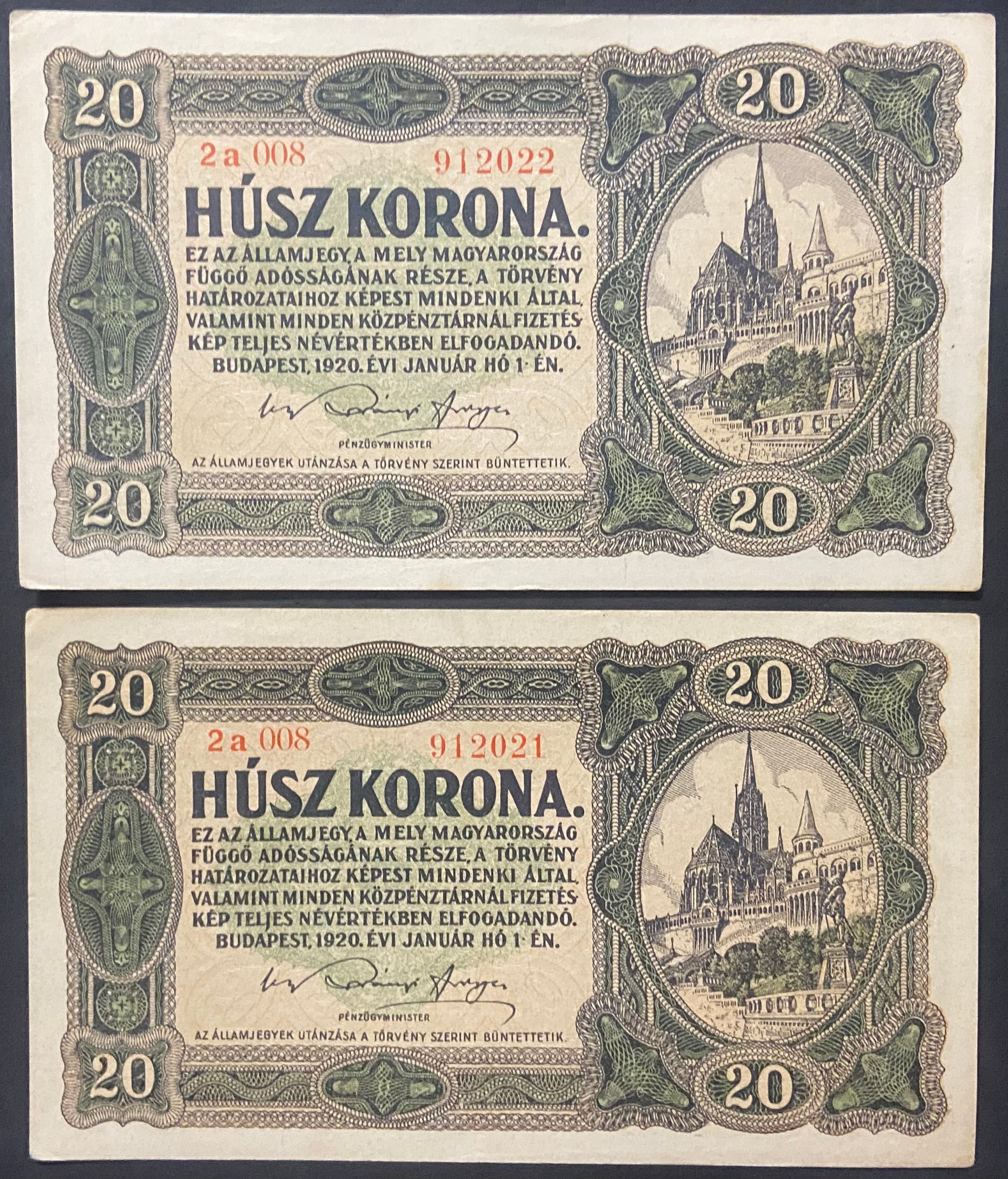 20 korona - 1920 - Sorszámkövető