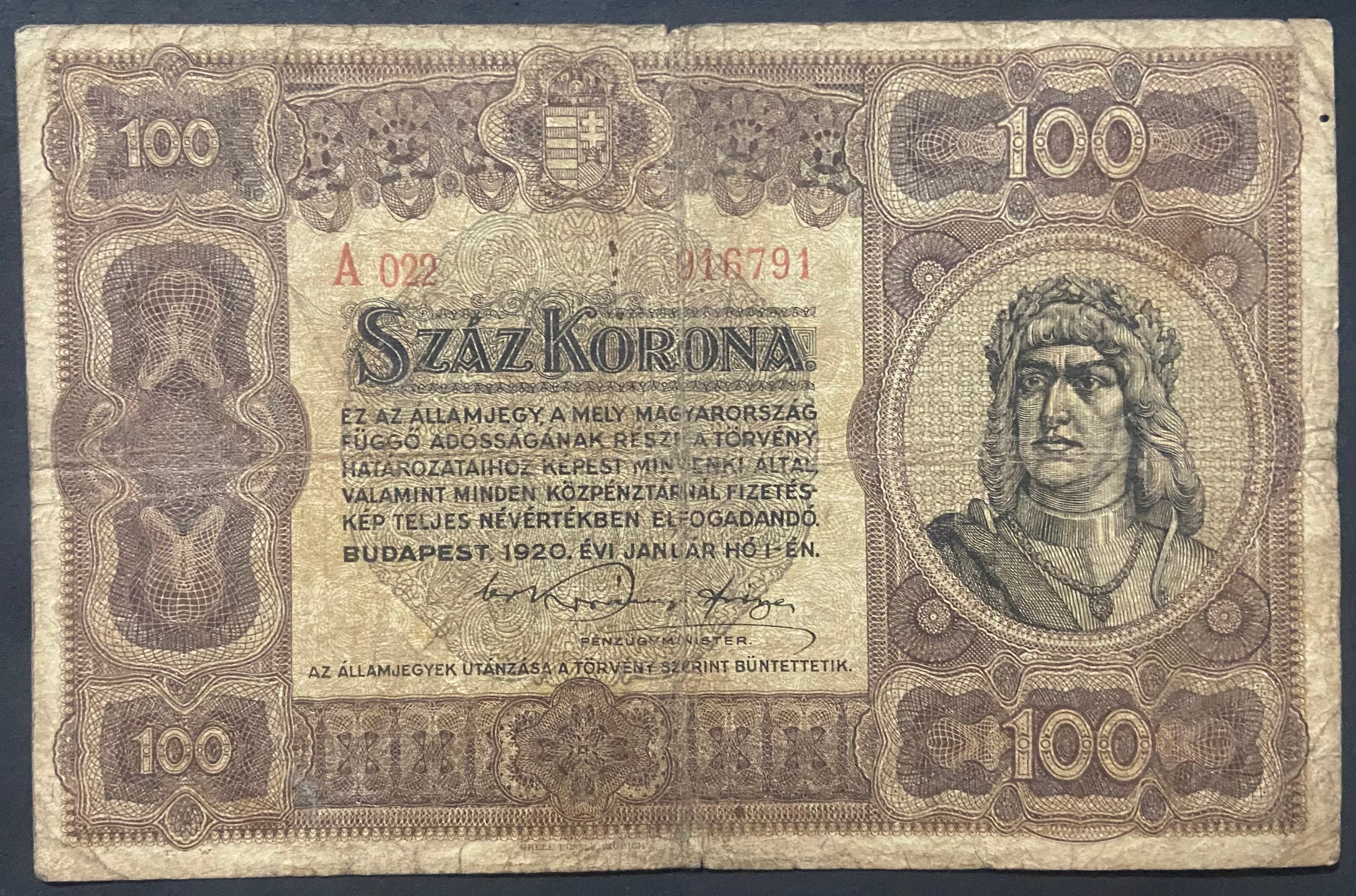 100 korona - 1920