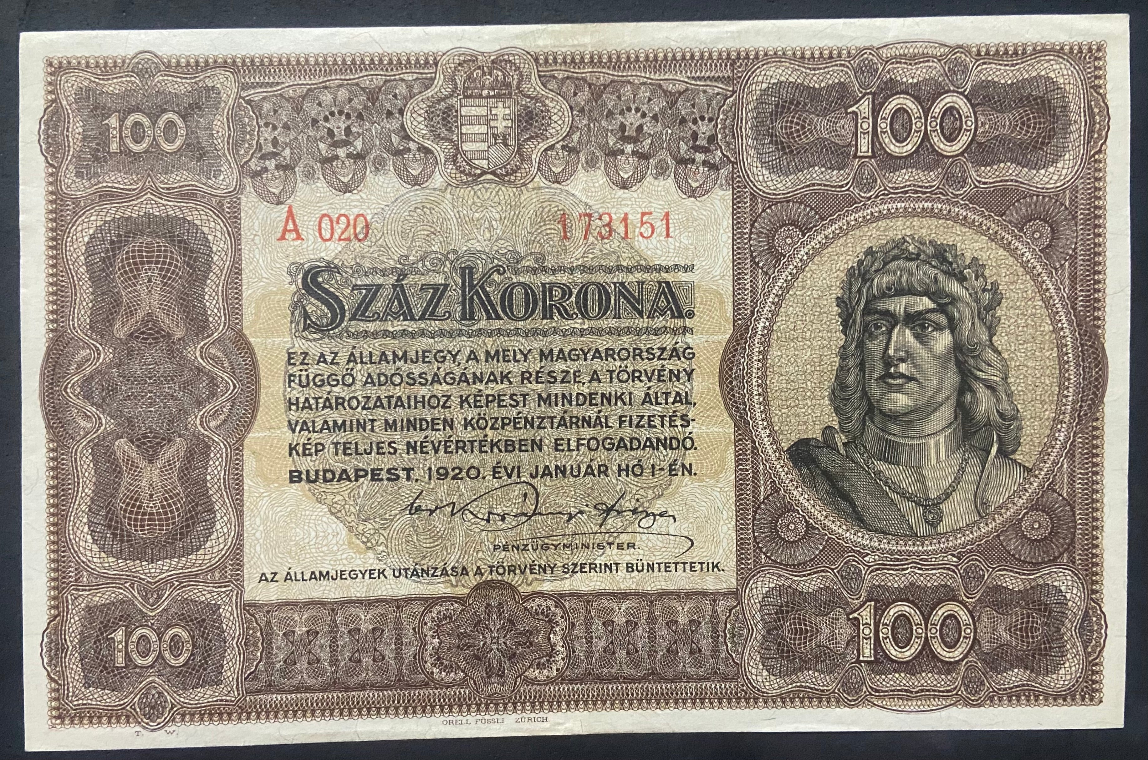 100 korona - 1920