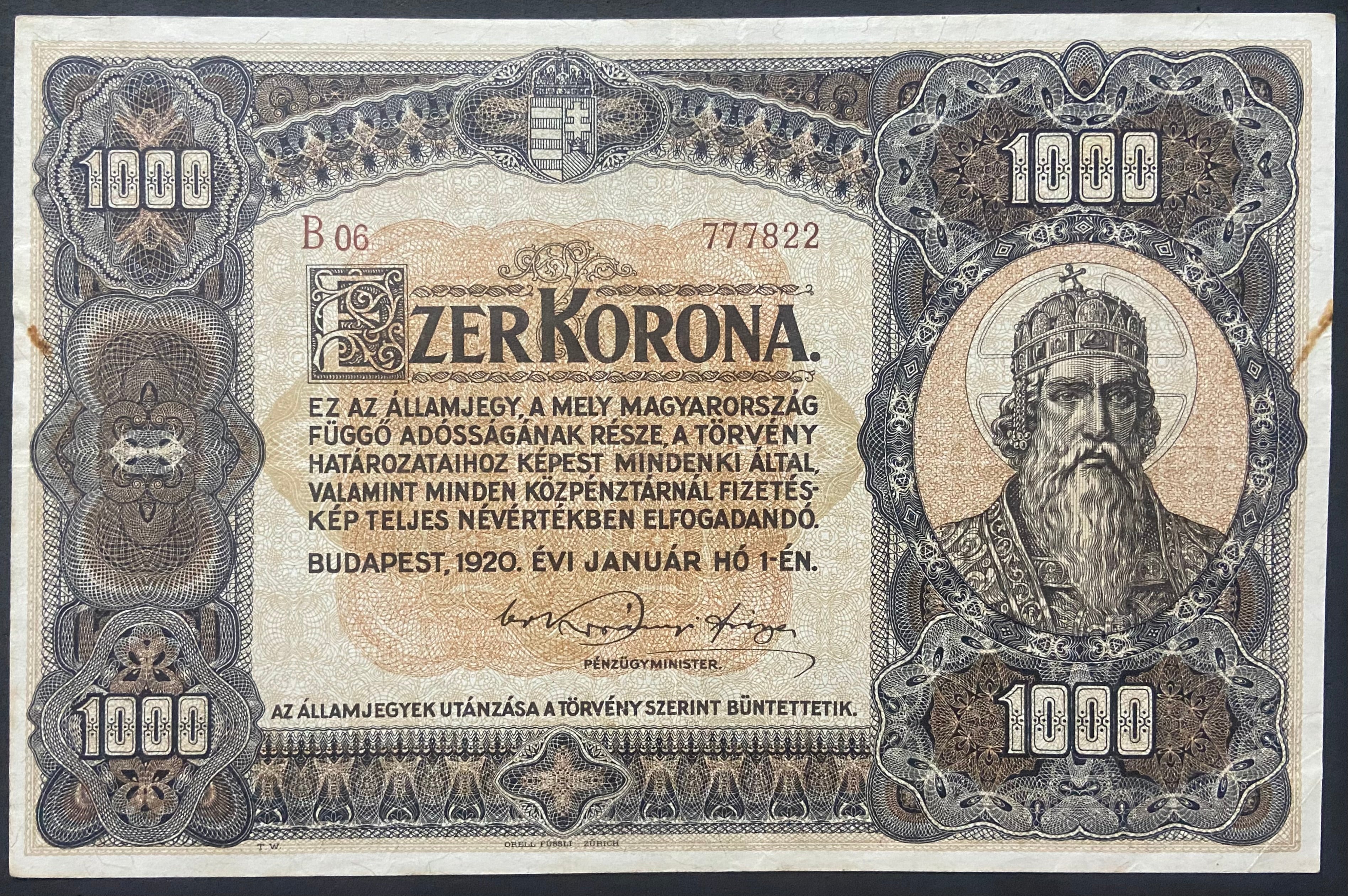 1000 korona - 1920