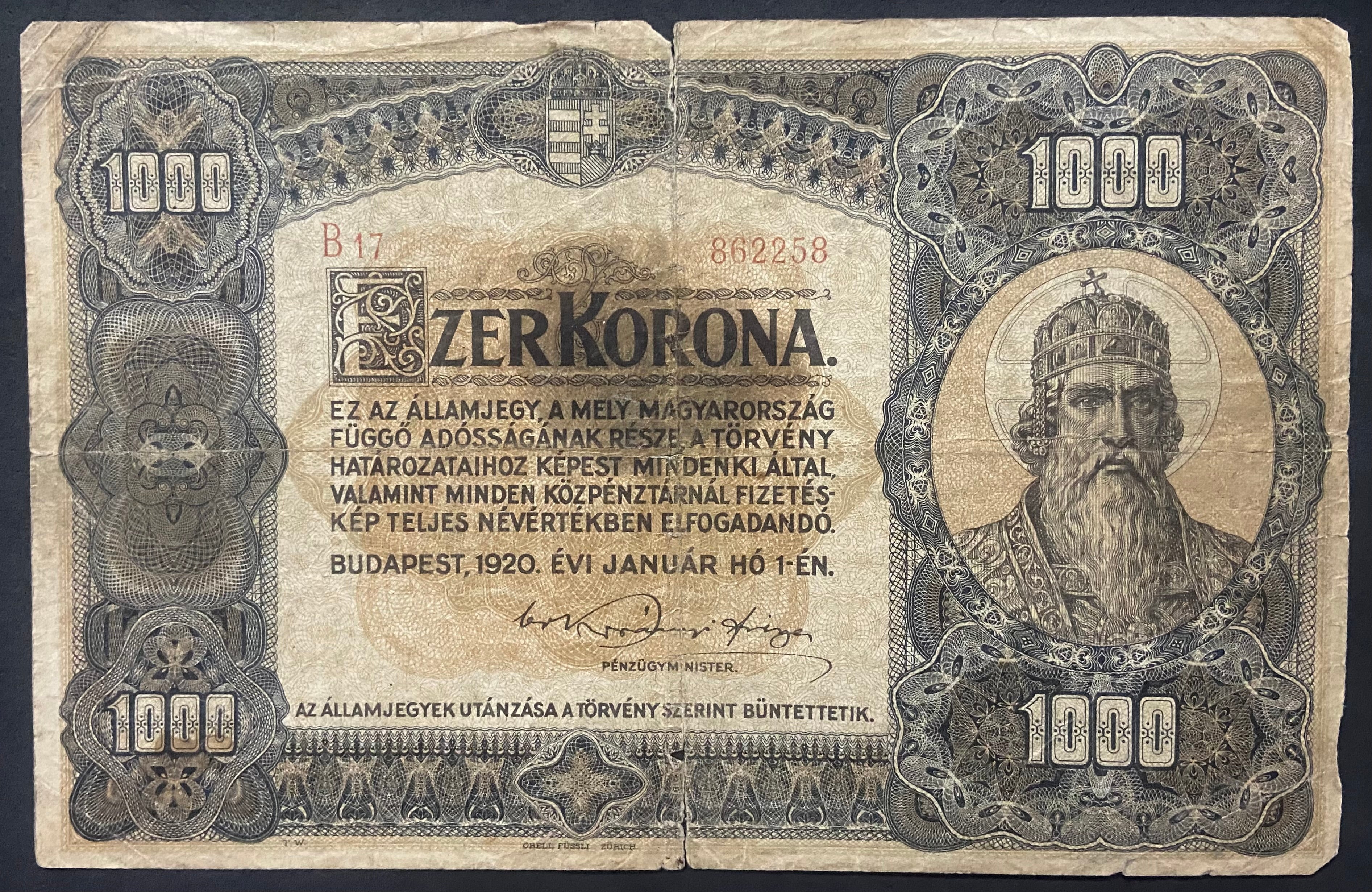 1000 korona - 1920